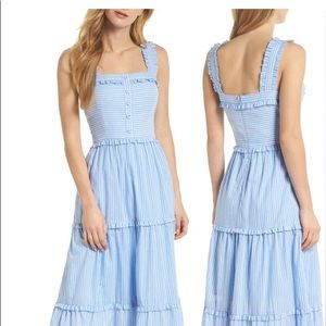 Gal Meets Glam Collection Blue and White Striped Maxi Dress, Size 6